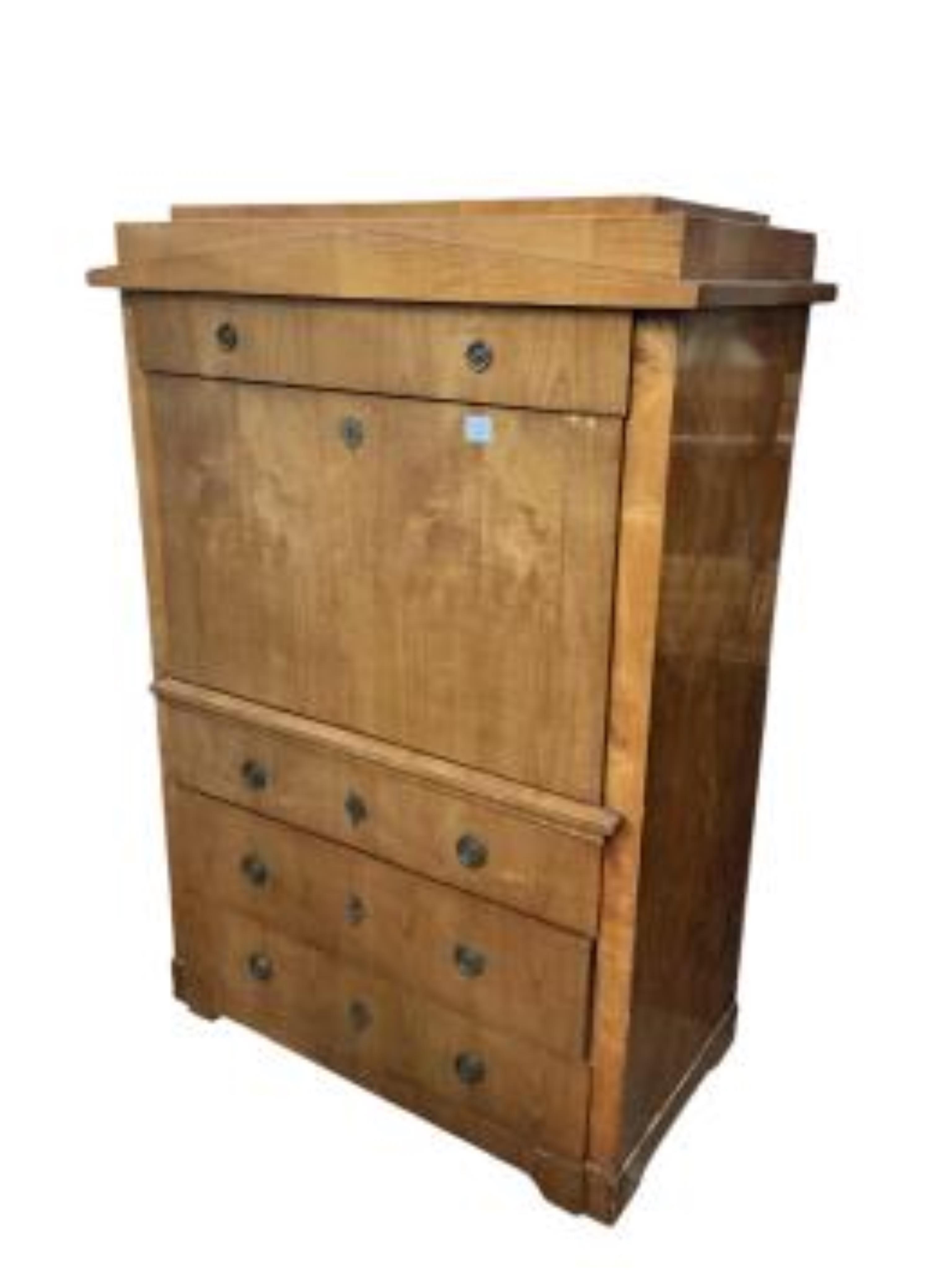 A 19th century Biedermeier cherry secretaire en abattant, width 106cm, depth 56cm, height 150cm